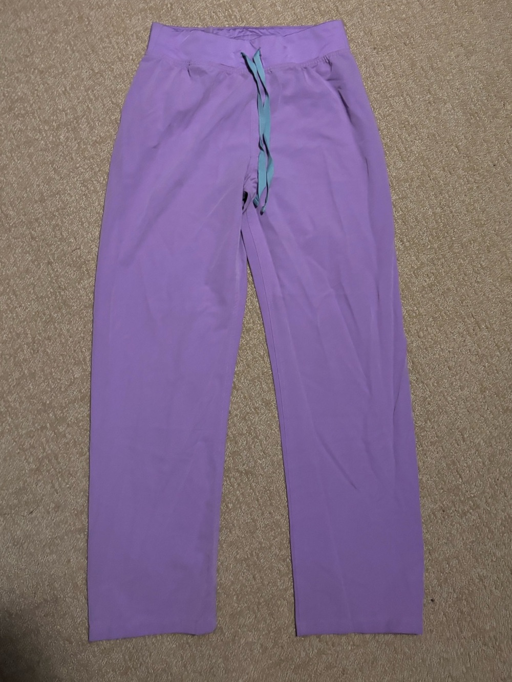Figs Lilac Dawn Livingston Scrub Pants with Teal Drawstring